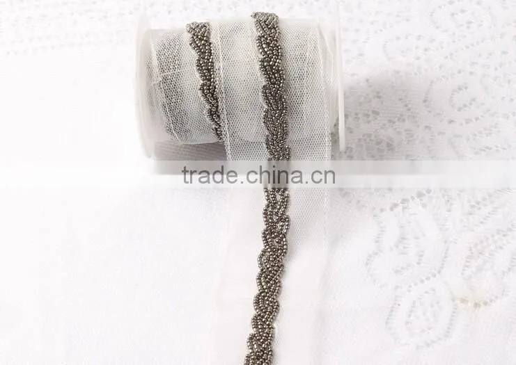 Embroidery Beads Lace Trims For Bridal Dress applique