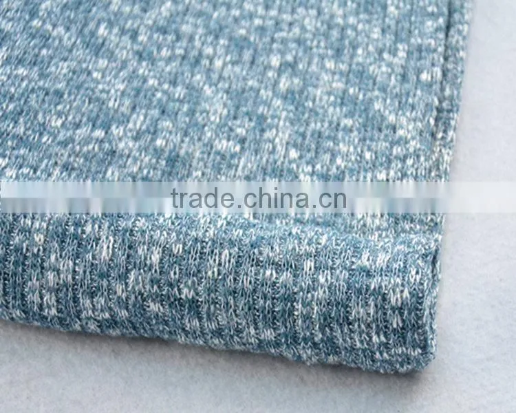 Jiufan Textile Knitted Blue and White TR Rib 70 Polyester 30 Rayon Spandex Fabric