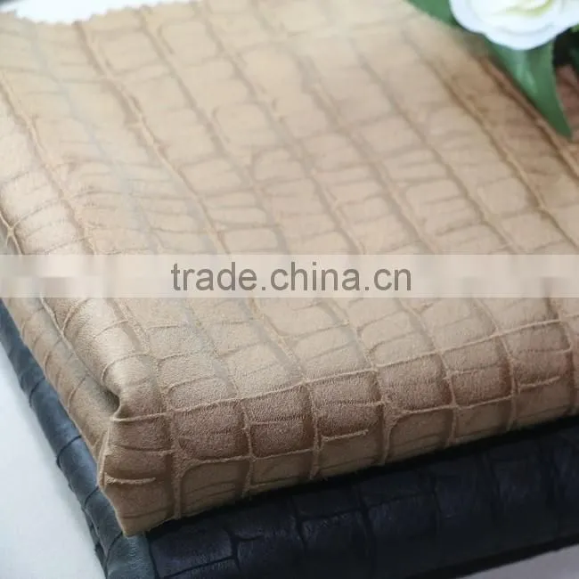 Wholesale hot stamping faux fur fabric suede bonded faux fur fabrics faux suede fabric