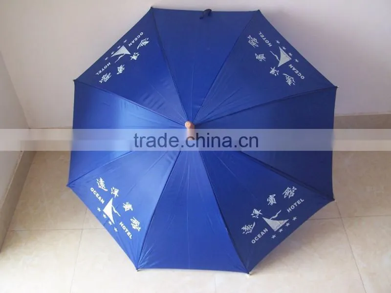 23 inches Automatic open polyester fabric metal frame wooden handle balcony umbrella advertising