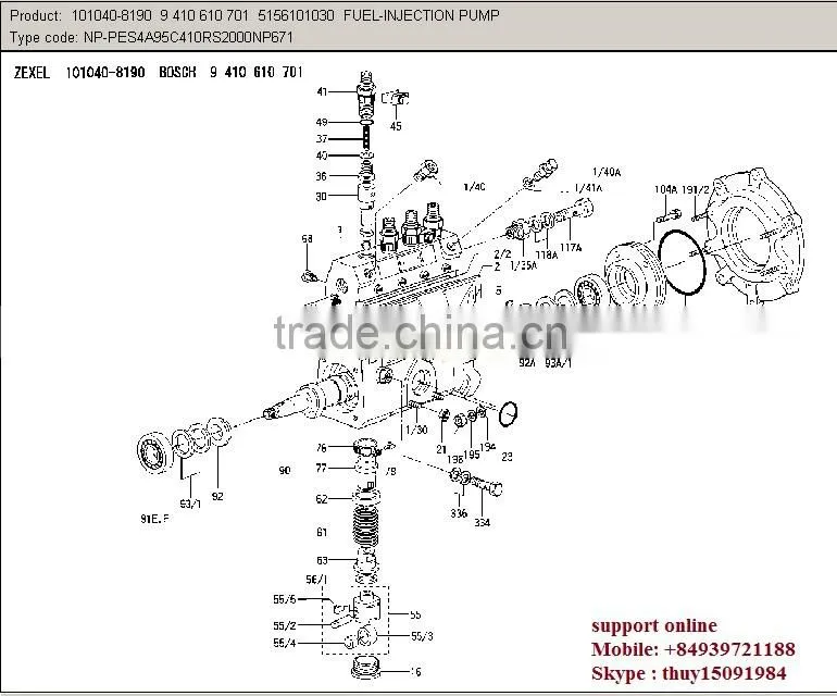PLUNGER/ELEMENT A44 DOOWON 131151-3220 ISUZU 4BB1,4BD1,6BB1,6BD1