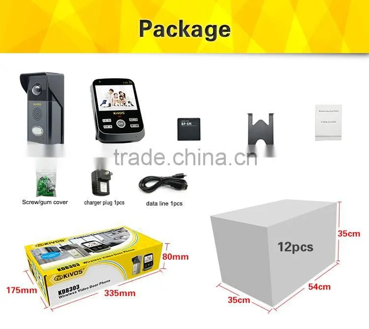 Digital waterproof 300meters wireless video door phone kit