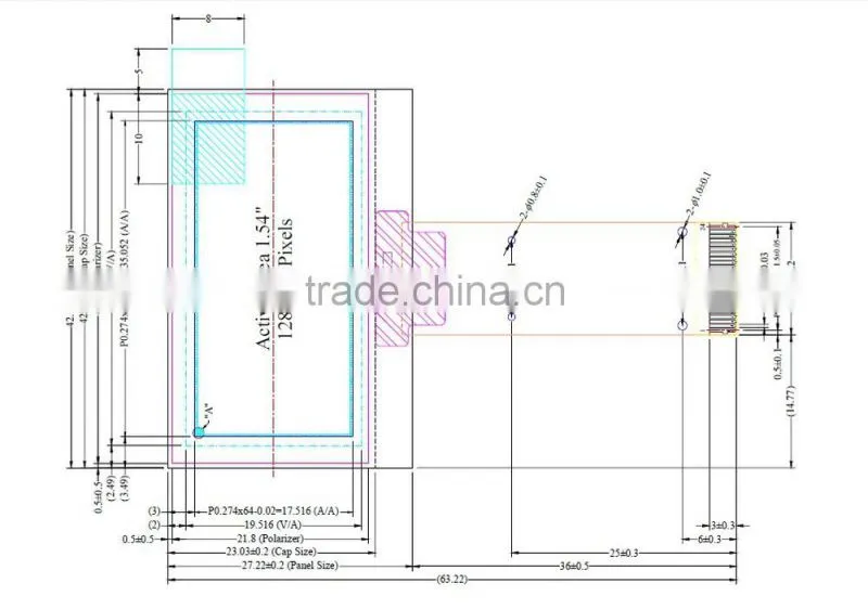 1.54 Inch 128x64 oled display High Contrast OLED display