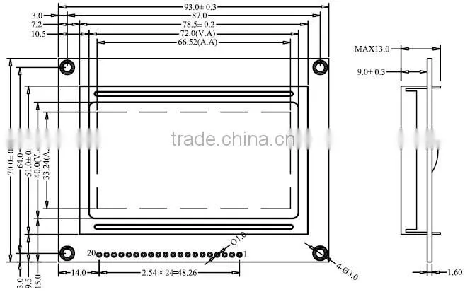 12864-ZB Character dot matrix LCD screen