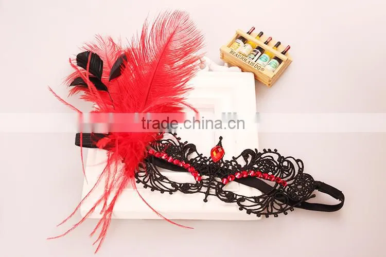 gothic model feather black lace mask, lace eye mask