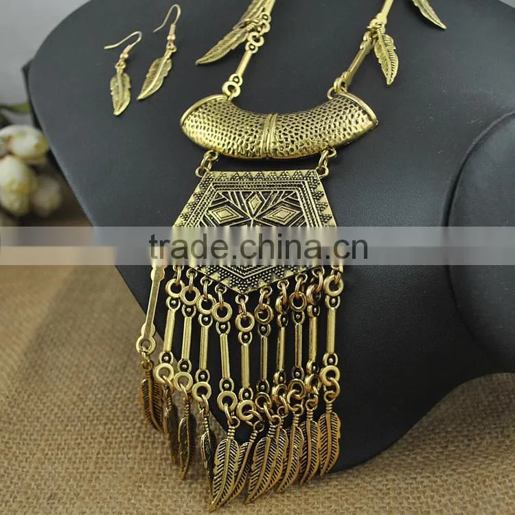 long leaf italian 18k gold plated jewelry set, set jewelry