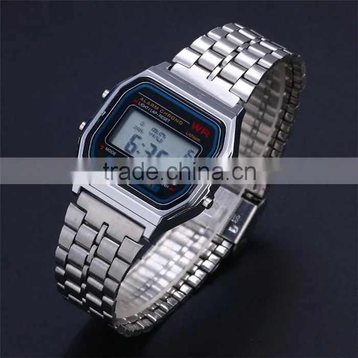 Amazon hot sell multifunctional F-91W fashion watch alarm clock students watch digital watch