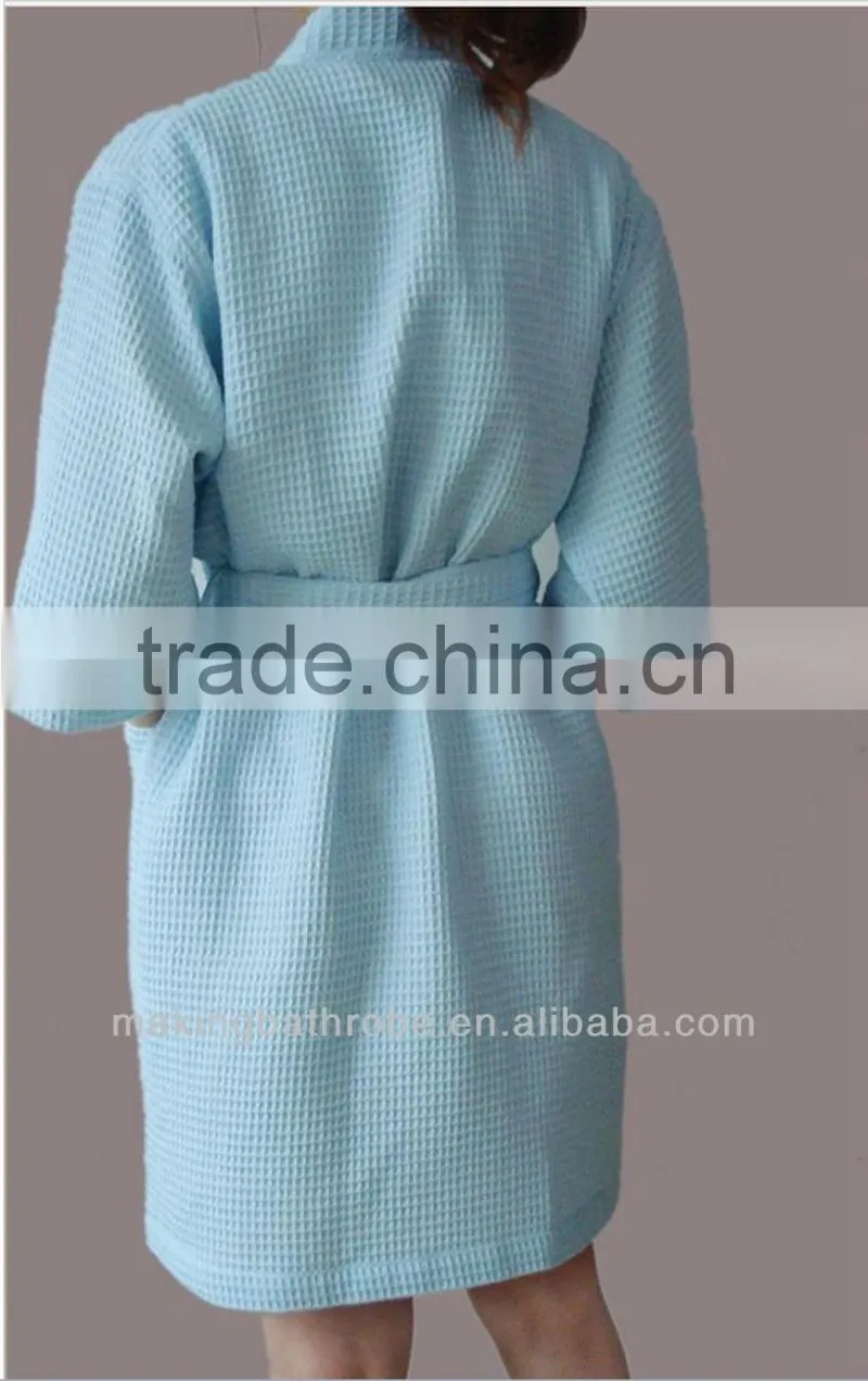 100% cotton waffle weave bathrobe