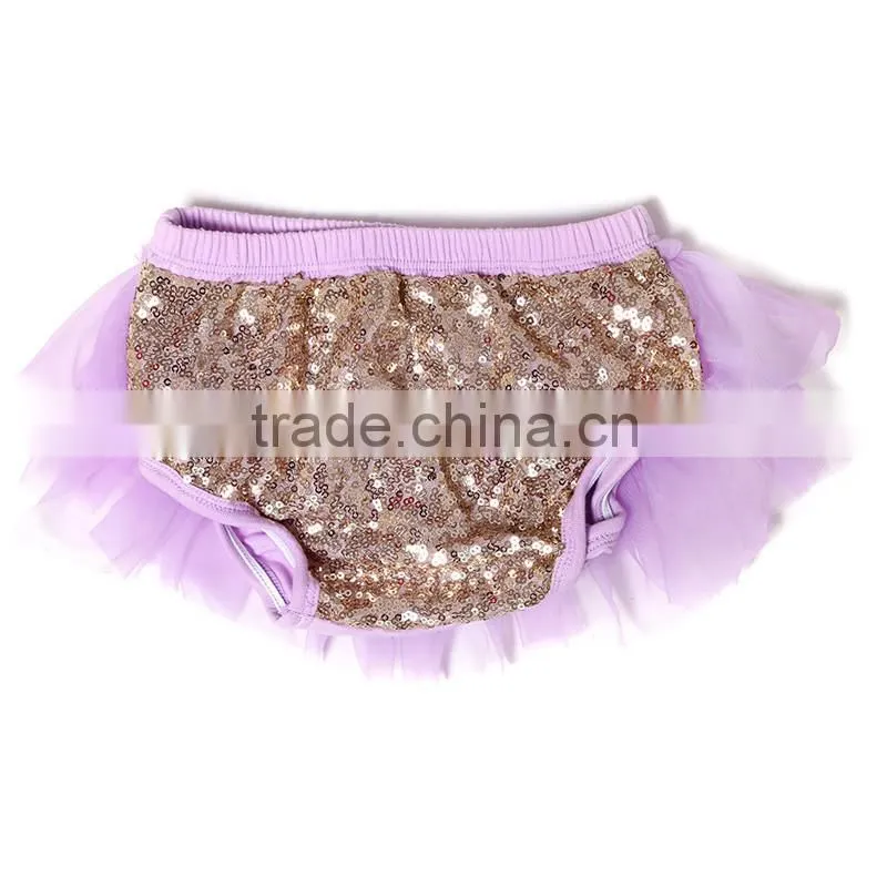 Multicolored new born soft grenadine sequin underwear new style cotton baby ruffle bloomers for kid