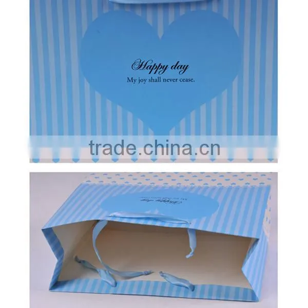 Vertical Stripe With Heart Paper Gift Bag