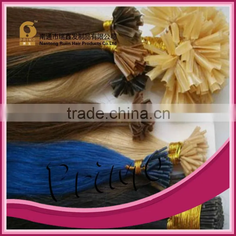 Wholesale remy fashion keratin nail tip hair/U tip straight brazilian hair