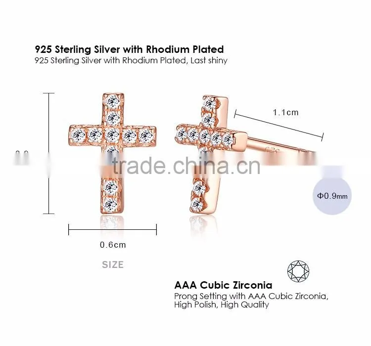 925 sterling silver jewelry cross woman earrings