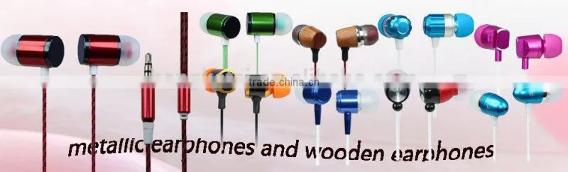 Most top quality wooden earphone and black braid cable earphone