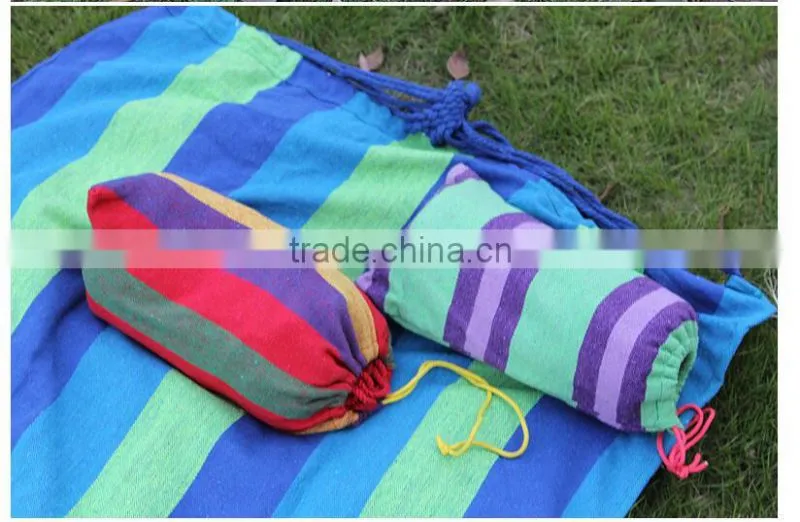 Retail Custom Logo Single Cotton Outdoor Hammock with Rope
