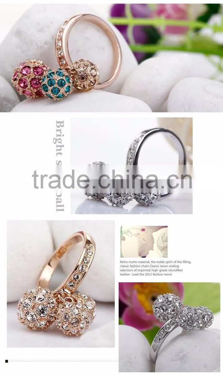 OUXI Latest Rhinestone Gold Finger Rings with Austrian Crystals 40037