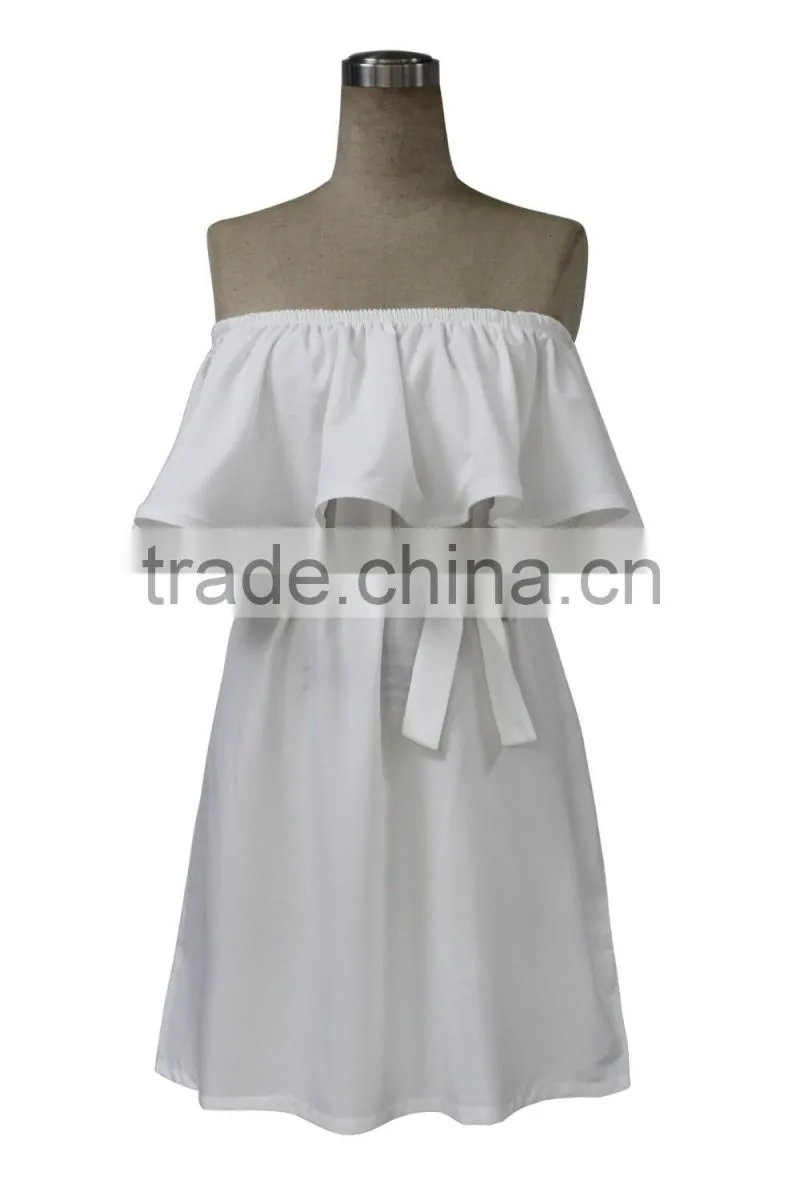 Best Selling Green off shoulder dress 2016 woman fashion dresses good quality made in China