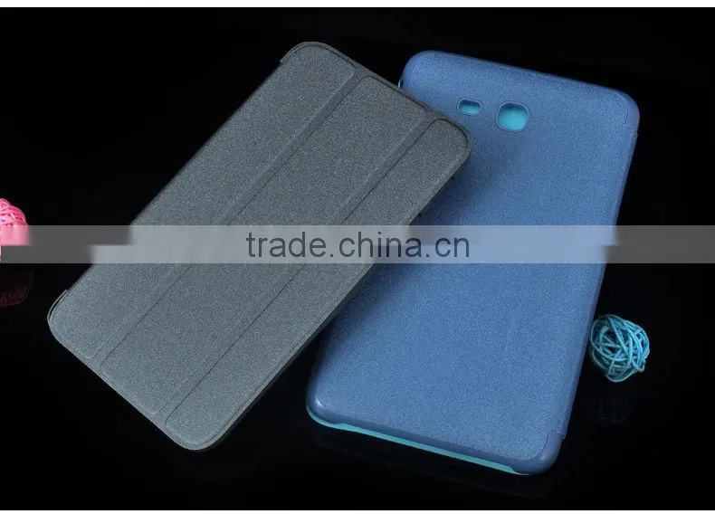 hot selling gold sand seaside pu case for samsung tab 3 lite T110/T320/P601
