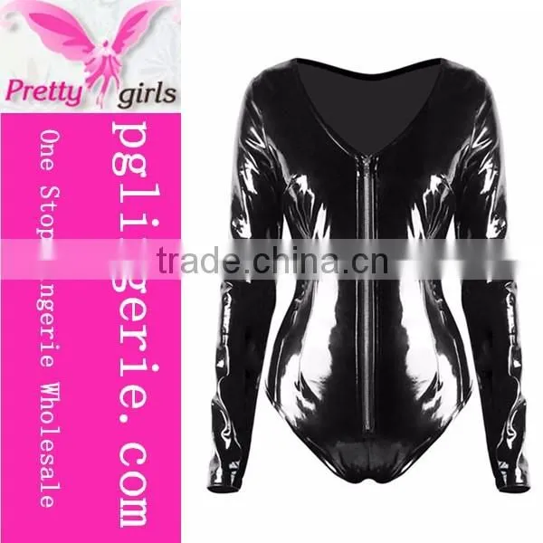 Faux Lingerie One Piece Jumpsuit Cat Woman Leather Pvc Catsuit Costume