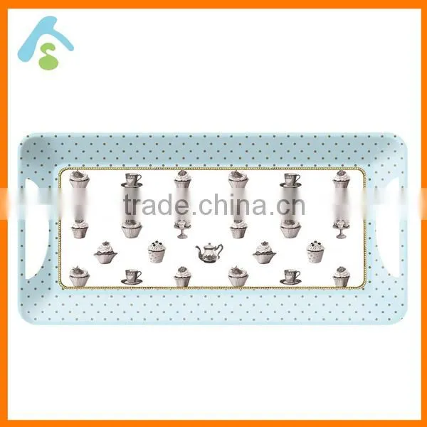 custom melamine serving tray with handles