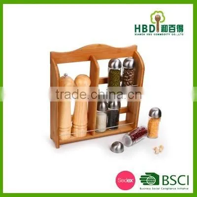 Best selling new item bamboo spice rack with pepper grinder