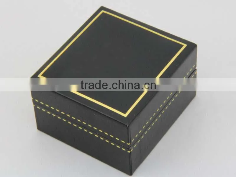 Custom made ring jewelry box with gold stamping Logo and white velvet insert