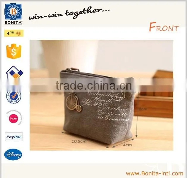 Factory custom fashion ladies canvas printed mini coin purse
