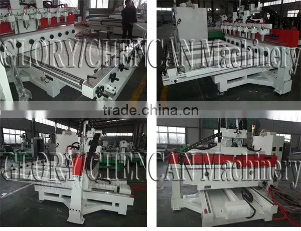 Table Moving Eight Spindle Cylinder Wood Engraving Machine