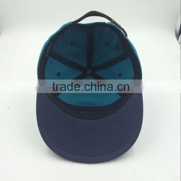 wholesale custom design your own logo 7 panel bule snapback hat with embroidery