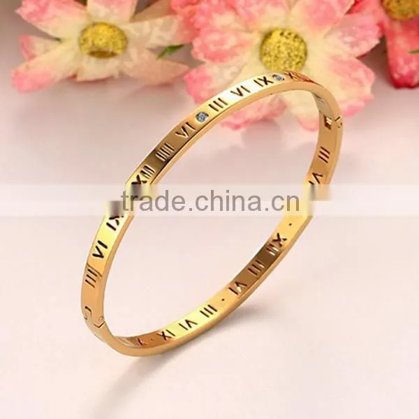 Stainless Steel Jewelry Rhinestone Roman Numerals Bracelet
