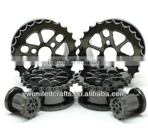 Sprocket Blackline Screw Fit Flesh Tunnels Ear Gauge Plugs