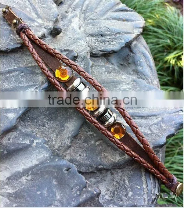 retro cow hide punk style ladies braided bracelets for sale 2015