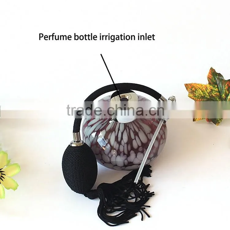 OUBOAO Handmade Circular Shape Purple Glass Airbag Sprayer Pump Perfume Bottle With White Point
