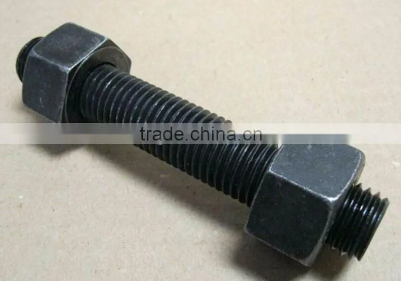 Black Double Threaded Stud Bolt And Nut