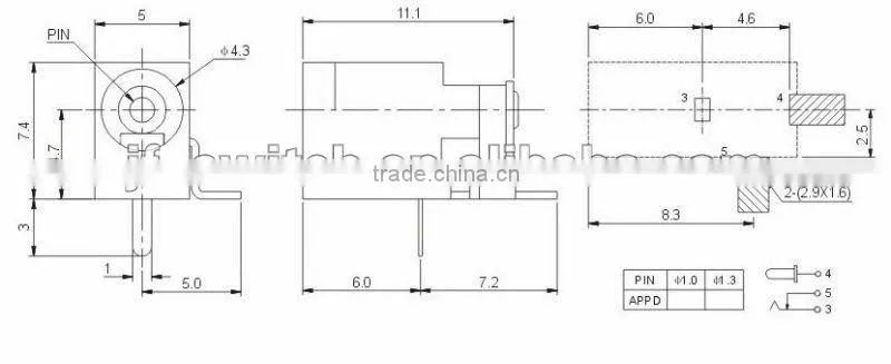 DC-003A-SMD dc power jack sizes