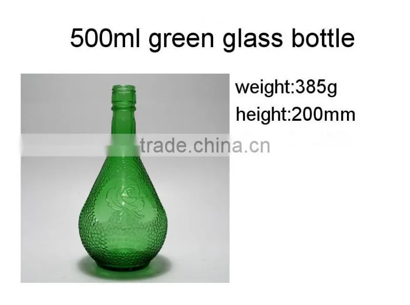 500ml glass green liquor bottle