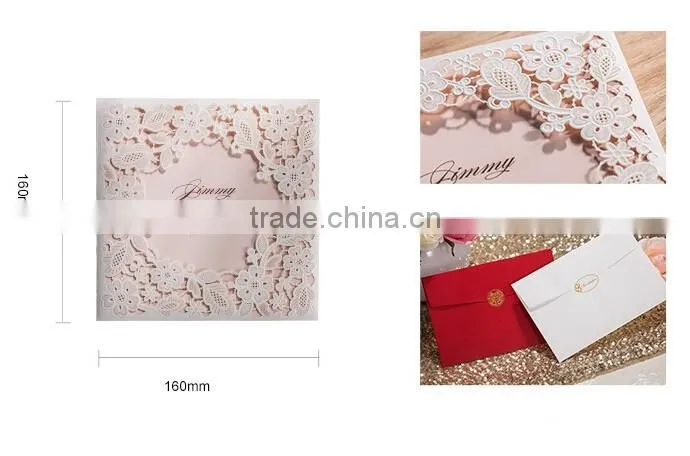 White silk tie laser cut wedding invitation card