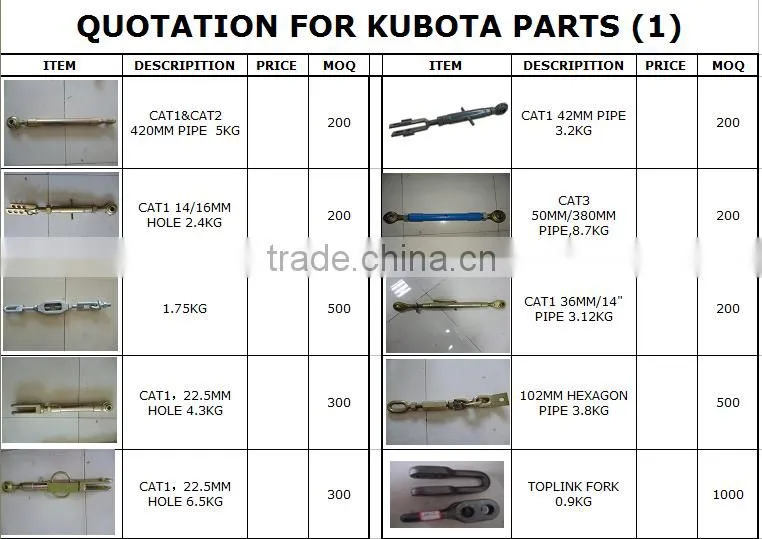 FACTORY PRICE TOPLINK, 3 POINT LINKAGE, TRACTOR PARTS