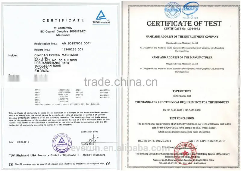 Qingdao Everun Brand 3.0Ton Construction Usage Small Wheel Loader With Luxury Cabin