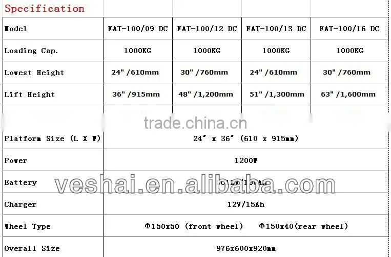 2200lbs Lift table with singleDouble cylinder FAT-100/09 DC