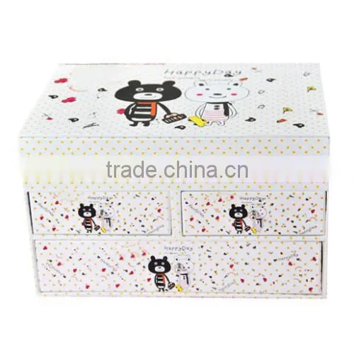 3-tier jewelry cosmetic storage case with drawers