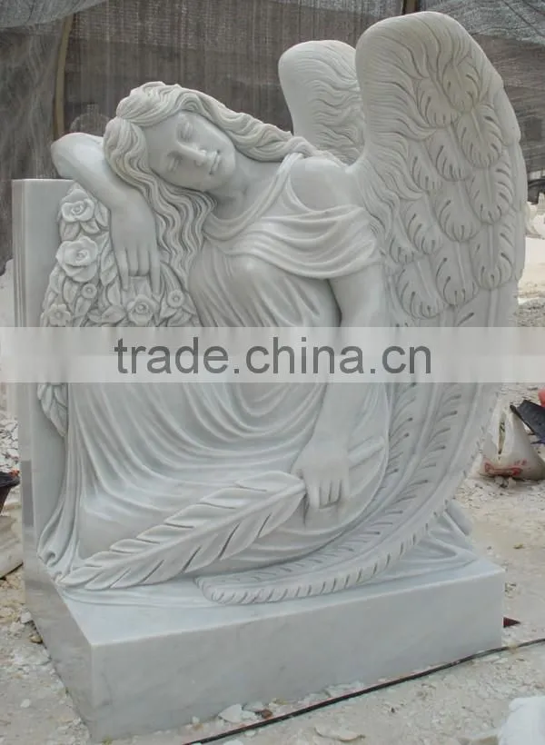 White Marble Angel Tombstone From Quyang