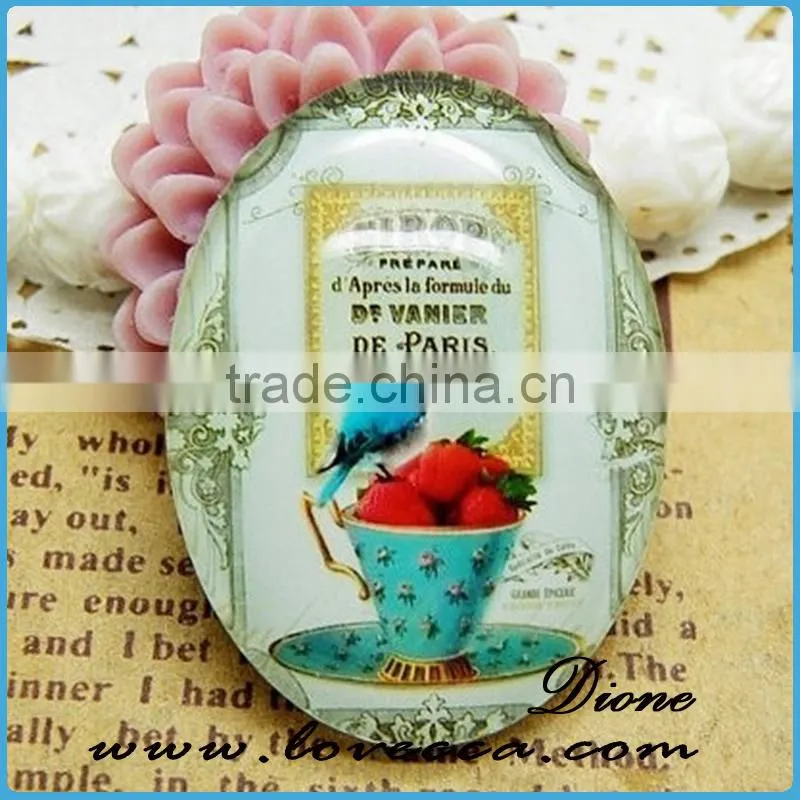 Best Selling Various Images Oval Flat Round Back Glass Gemstone Photo Jewelry Cabochons