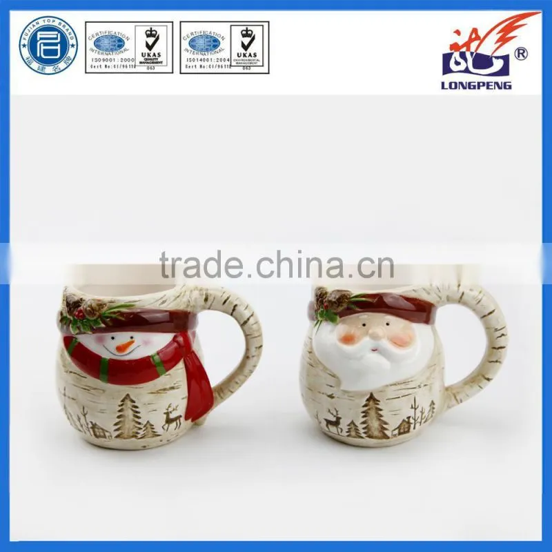 Santa,Snowman 3D Figural Mug Ceramic Coffee Mug with Twig Handle