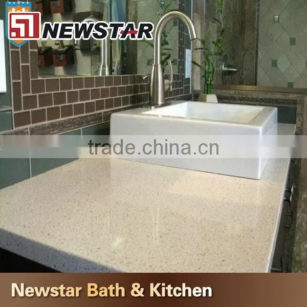 Chinese A quality polished beige quartz countertops