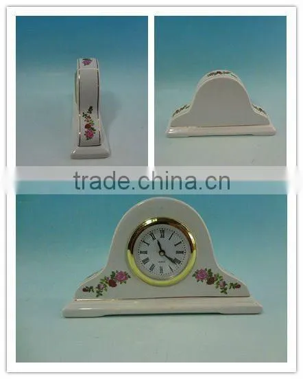 White Rose printing Ceramic Table Clock