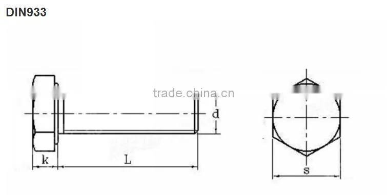 Ti Gr2 DIN 933 M24 x 110 Titanium Hexagon Head Bolts