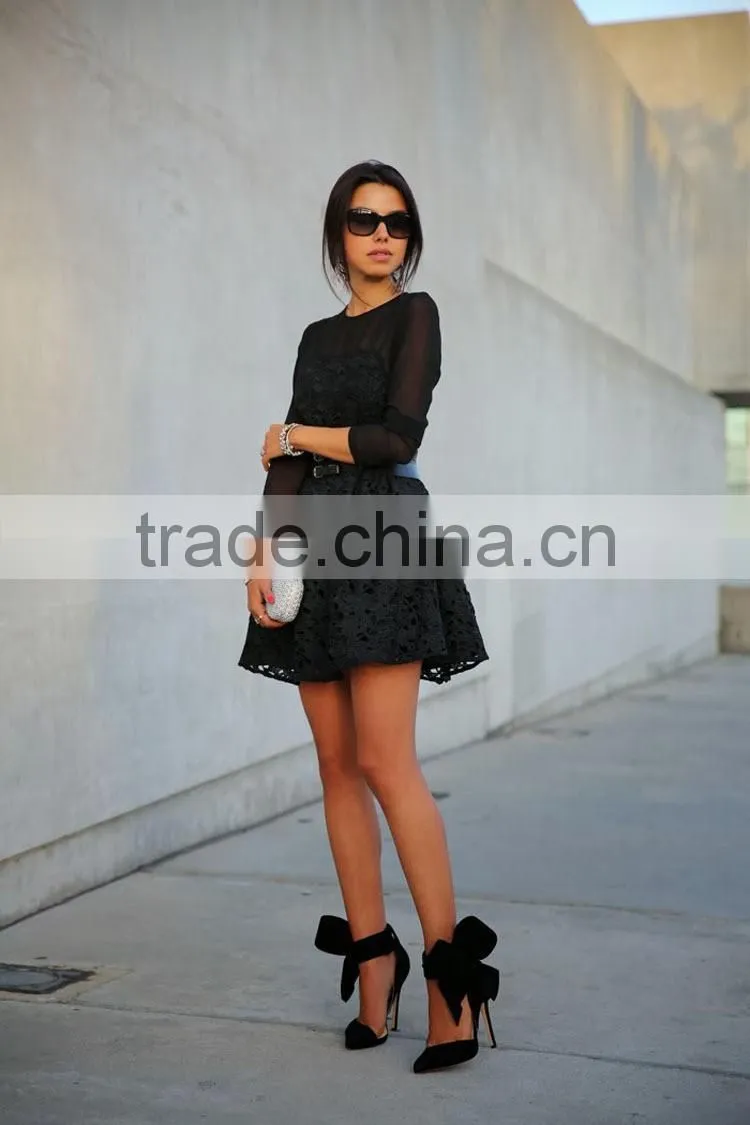 Sexy Women Lace Bodycon Mini Dress Long Sleeve Evening Party Cocktail Dress