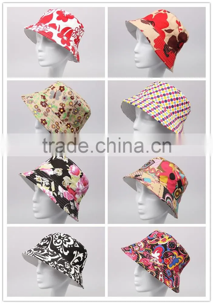 Fishing small order fashion cotton plain cool floral cheap wholesale bucket hats