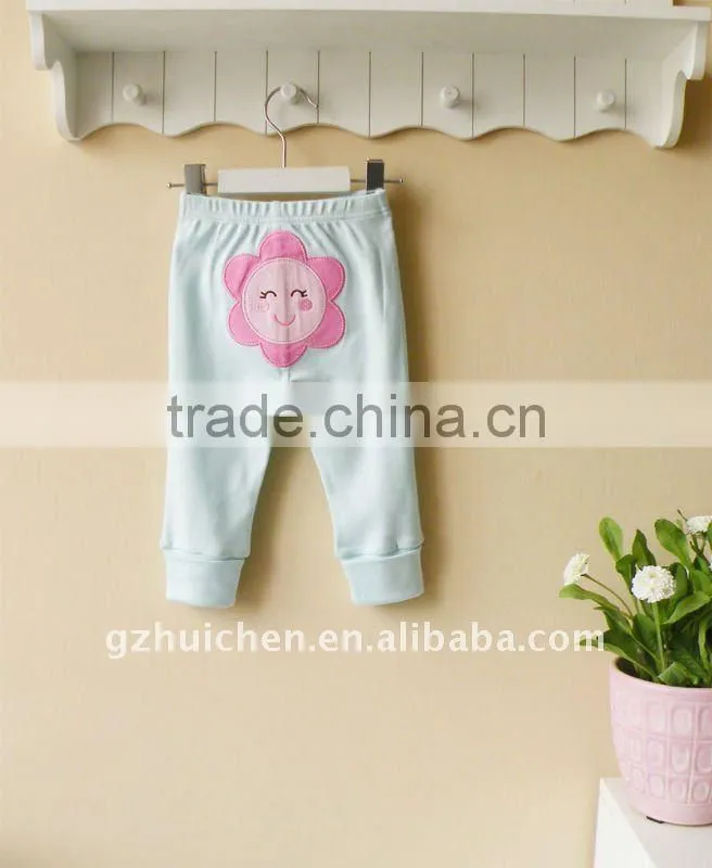 mom and bab 2012 spring baby clothing 100% cotton embroider cute pants