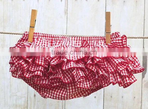 New Design Kids Boutique Clothing Baby Cotton Diaper Cover Bloomers Baby Girl Soft Gingham Underwear Ruffle Shorts